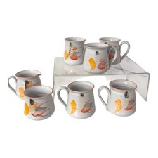 Larbert Studio Pottery Barbara Davidson Abstract Mugs X5 Milk & Sugar Bowl