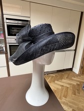 VINTAGE BHS BLACK MOTHER OF THE BRIDE HAT RACES WEDDING ATTIRE BOW