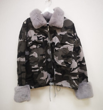 Boohoo Camo Fur Collar & Cuff