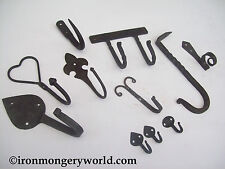 Hand Forged Made Wrought iron Gothic Hat Coat Key Robe Hooks Blacksmith Beeswax 