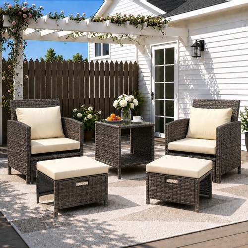 Piece rattan sofa set - 5,