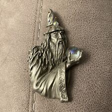 Vintage JJ JONETTE signed Crystal Ball Celestial Gazing WIZARD Brooch 
