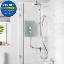 Mira Azora Dual Head Electric Shower 9.8kW Power Glass Clearscale 1.1634.156