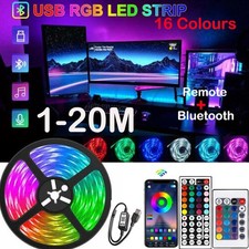 1-20M 5050 RGB LED Strip Lights Colour Changing Tape Cabinet TV Kitchen Lighting