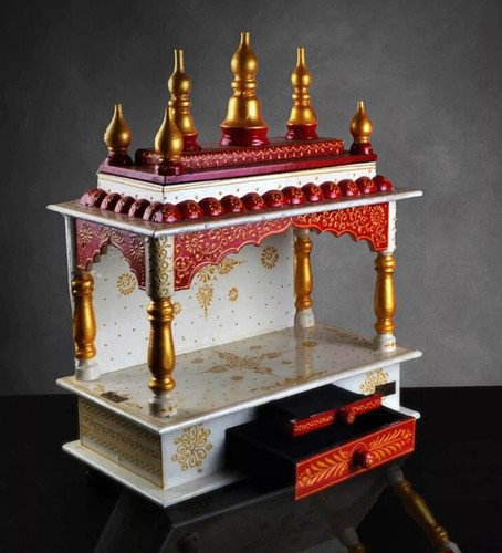 White red wooden - white&red, puja