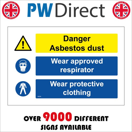 Sign danger asbestos dust - danger,