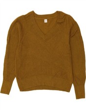 JOHN LEWIS Womens V-Neck Jumper Sweater UK 14 Large Brown Nylon CX06