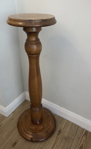Vintage pine pedestal plant - pine,