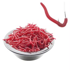 100 Pieces Fake Bloodworm Earthworm Rubber Fishing Bait Lure