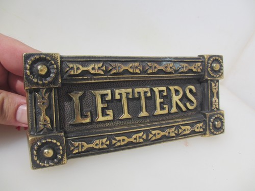 Victorian brass letterbox - victorian,
