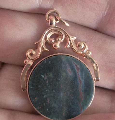9ct rose gold spinning - rose, fob