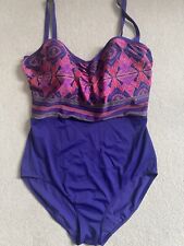 Ladies PANACHE Savannah Purple/Pink Print Padded Wired Bandeau Swimsuit Size 38F