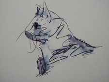 Ink drawing Picasso cat after