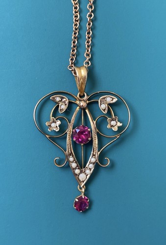 Edwardian 9ct gold lavaliere - gold,