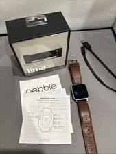 Pebble Time Steel Smartwatch Silver boxed Fully Working with Brown leather strap