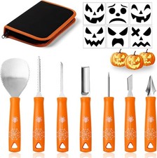 14pc Pumpkin Carving Kit Halloween Tools Set with Case & Stencils - DIY Fun