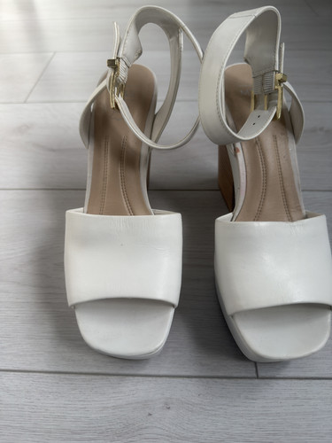 Ladies white leather - , platform