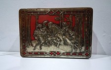 Rileys Vintage Embossed Toffee Tin Hunting Scene with Hinged Lid