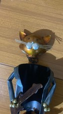 Whimsical Metal Cat Wine