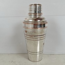 Antique Art Deco 1930s England Silver Colour Plate Three Part Cocktail Shaker