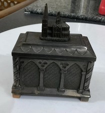 VTG GOTHIC CAST METAL GESETZL GESCHUTZT CATHEDRAL TRINKET JEWELLERY BOX CASKET