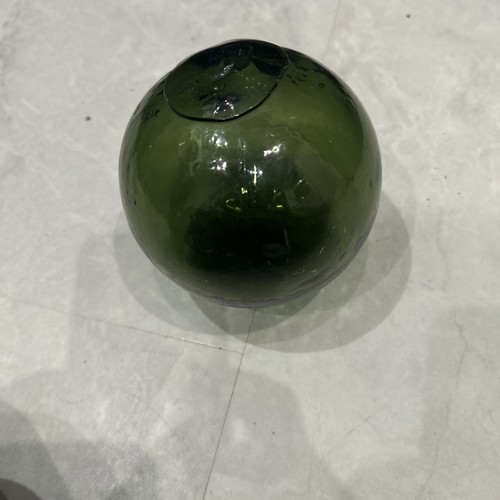 Antique green glass hand - , blown