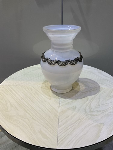 Vase white pearlescent glass - white,