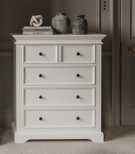 Gainsborough white chest of drawers, large solid 2 over 3 chest, FULLY ASSEMBLED