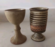 Two Vintage Studio Pottery Goblets Stoneware Glazed