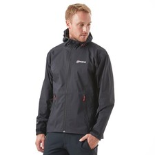 Berghaus Mens Stormcloud Waterproof Black Raincoat Jacket with Adjustable Hood