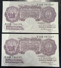 2 x Ten Shillings Notes Near