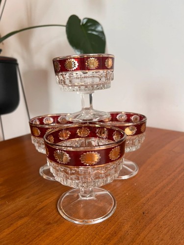 Vtg italian red gold floral - gold,