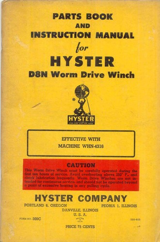 Hyster d8n worm drive - drive, winch