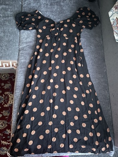 Apricot black brown polka - apricot,