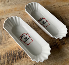 2xHeinz Sauce Holder Fishin' For Condiments White Ceramic hotdog holder Gift 8”