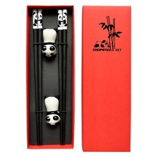 Gift Set of Chinese Panda Chopsticks 2 Pairs Chinese Chopsticks with Rest Holder