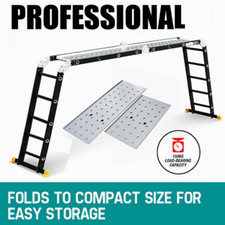 5.7M 14 in1 Aluminium Folding Ladder Multi Position & 2Scaffold Working Platform