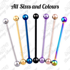Industrial Scaffold Piercing Ball Barbell Ear Bar Surgical Steel Colour 16g 14g 