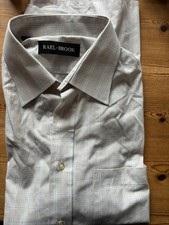 Rael Brook Long Sleeve Beige With Blue Check Shirt 15.5”Collar