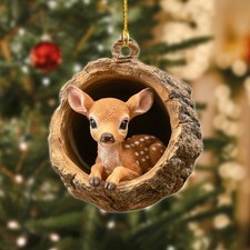 Woodland Deer 2025 Baby Deer Christmas Tree Decor Rustic Animal Ornament