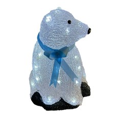 Konstsmide Polar Bear Acrylic Light Figurine Blue Bow 29cm Christmas Decoration