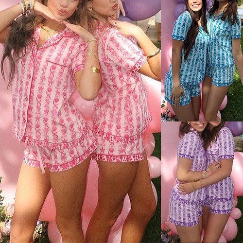 2pcs pink palm pajamas - 2pcs~pink, in