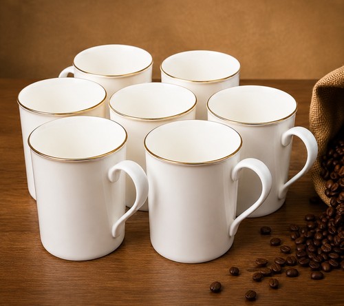 Set bone china mugs gold - bone,