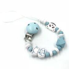 Blue pacifier Clip Cases Elephant bear beads boy Baby Wooden Dummy Clips