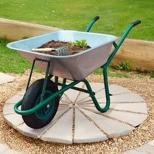 Neo 85L Large Wheelbarrow Home Garden Cart Galvanised with Pneumatic Tyre 150KG