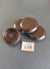 4x Vintage Brown Furniture Casters Carpet Feet Cups Bakelite? ? T239 S