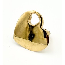 Yves Saint Laurent Ring US 5 UK J EU 15.7 Vintage 90s Gold Tone Heart Charm 