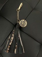 RARE BIBA BAG CHARM/ PURSE ATTACHMENT. BLACK & ANIMAL PRINT LEATHER