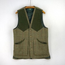 Bob Parratt Tweed Shooting Vest Mens Large Green Check Sporting Gilet Waistcoat