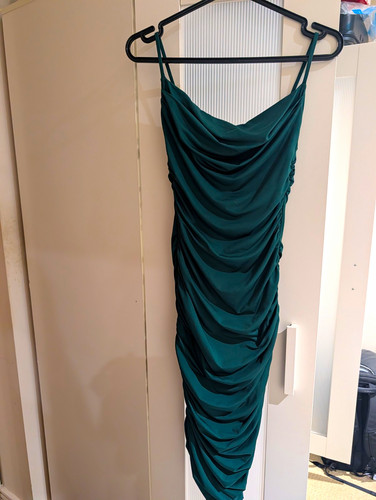 Polly green ruched - ruched, cowl